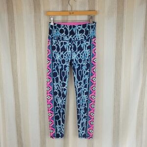Lilly Pulitzer Navy Lucky‎ Bamboo Leggings Blue Pink Size Small